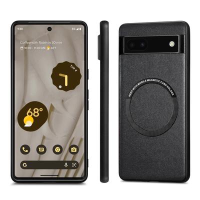 For Google Pixel 6a Drop-proof Phone Case Compatible with MagSafe PU Leather Coated PC+TPU Phone Cover