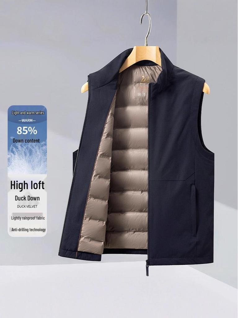 2025 Winter Herren Luxus Daunenweste Ärmellos Stehkragen