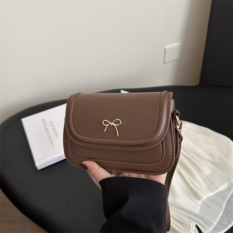 

Fashion small square bag niche design casual spring new trend simple texture women s shoulder messenger bag коричневий
