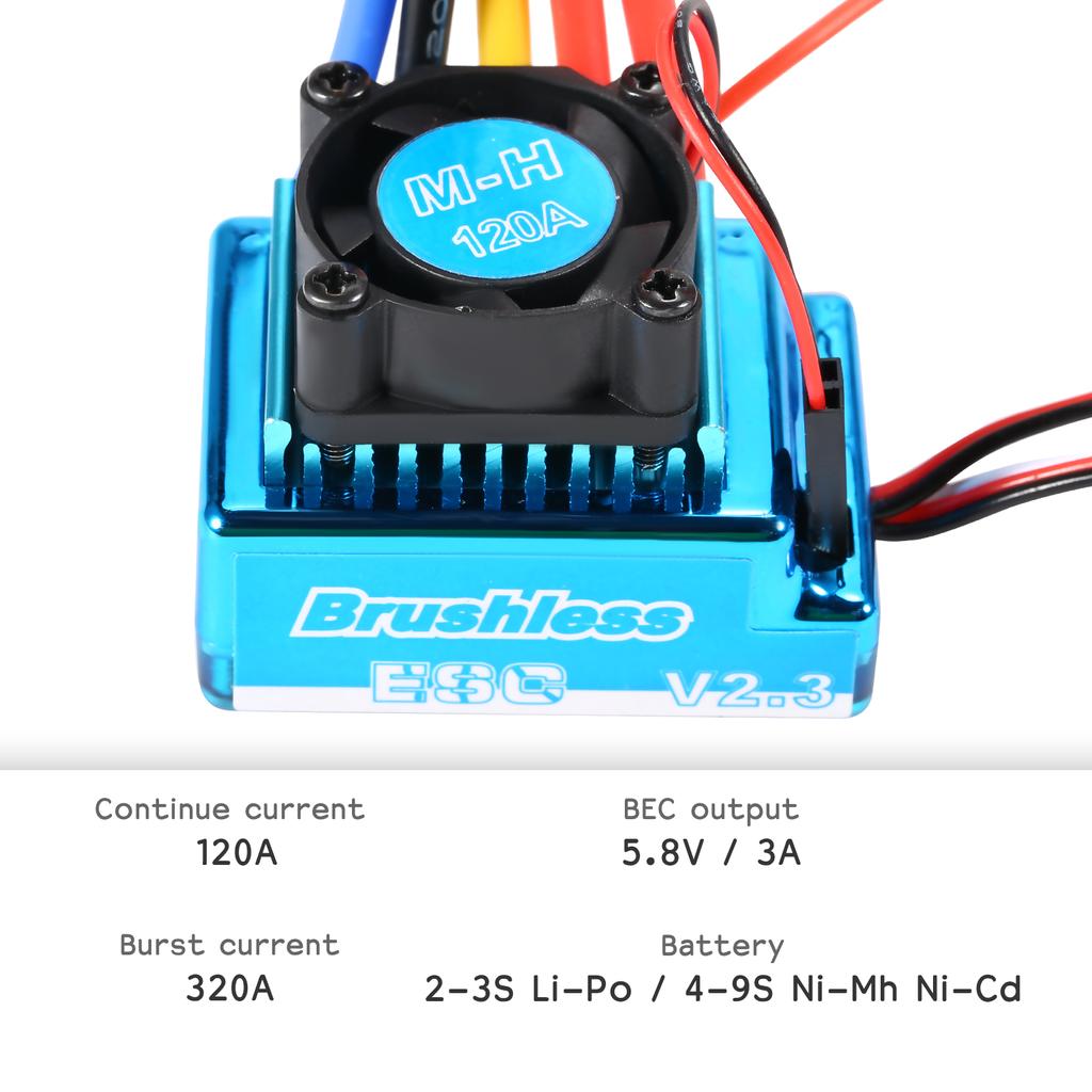 120A Brushless ESC Electric Speed Controller 5.8V 3A BEC for 1 8 1 10 RC Car
