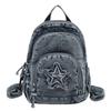 Bolso de Pecho de Mezclilla Gran Capacidad Bolso Cruzado para Mujer Viajero Múltiples Compartimentos Mochila de Estrella de Cinco Puntas