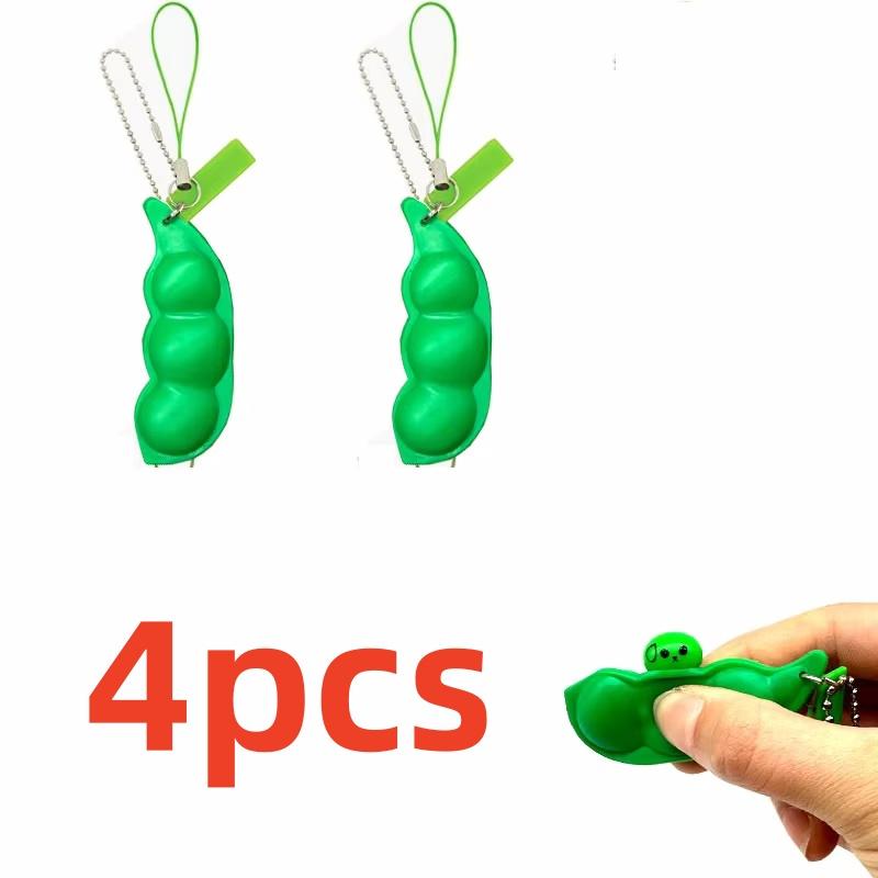 

Kids Childrens Carnival 4Pcs Pcs Green Stress Reducing Pea Toy with Keychain for Adults Birthday Party Favors Easter Pinata Stuff Prizes