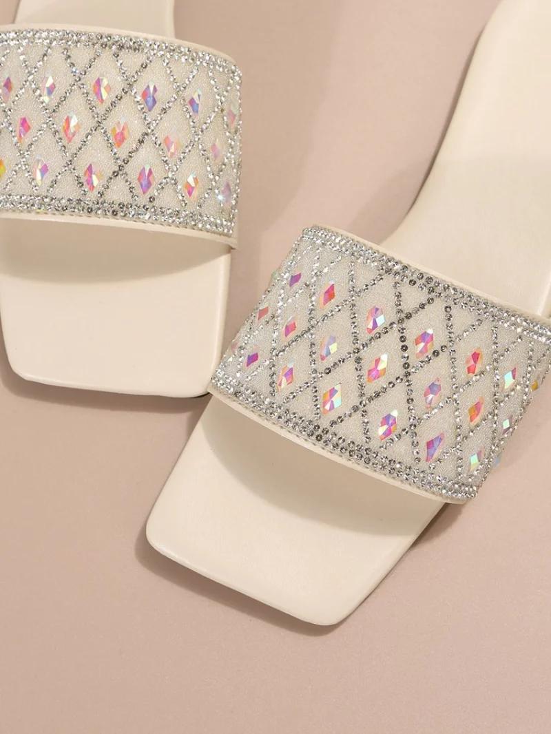 Модные модные новые сексуальные повседневные удобные однотонные босоножки со стразами — фото 6