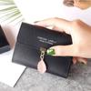 Fashion Leaf Tri-fold Coin Purse Buckle Pendant Thin Wallet New Small Women's Short Student Korean Card Holder Ladies