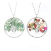Winding Natural Stone Crystal Tree Of Life Necklace, Colorful Stone Necklace Jewelry N106