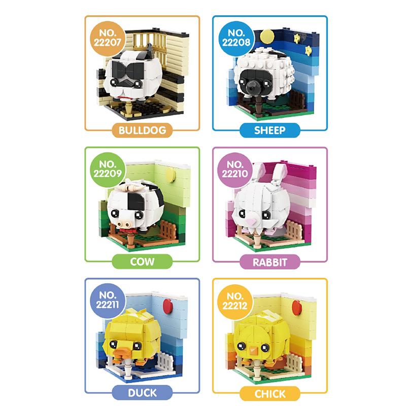 Creative Animal Building Blocks Cute Panda Koala Tiger Rabbit Chicken Model Bricks Children's DIY Toy Birthday Gift