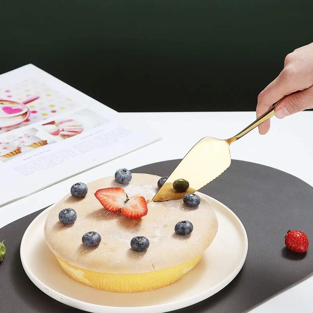 5-piece Stainless Steel Cake Spatula Fruit Two-pronged Fork Dessert Fork Pie Pizza Cheese Splitting Knife Kitchen Baking Tools