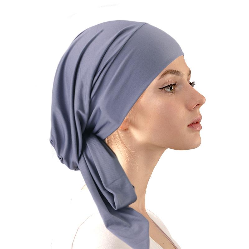 Solid color elastic streamer headscarf cap, headband cap, primer cap, hair care cap JDT-31A