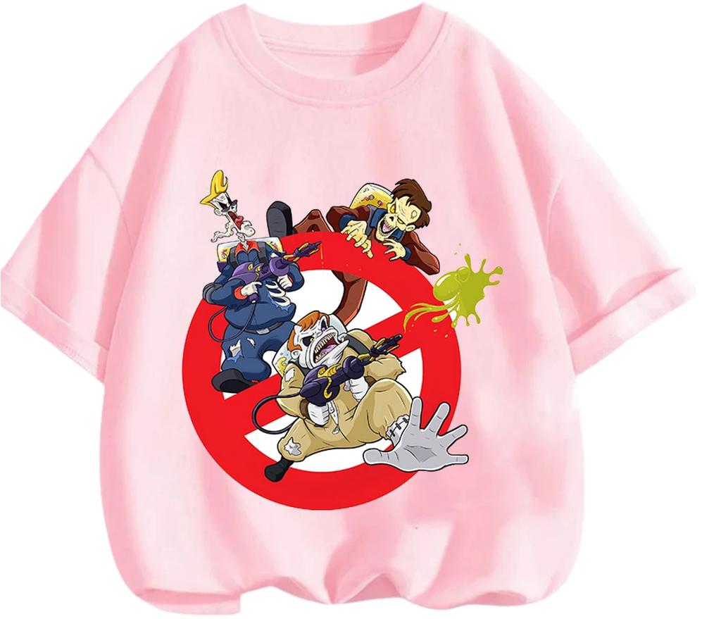 Cute Printed T Shirt Ghostbusters Trendy Cartoon Style Breathable Fabric Casual Tops For Kids 3 14 Years Old