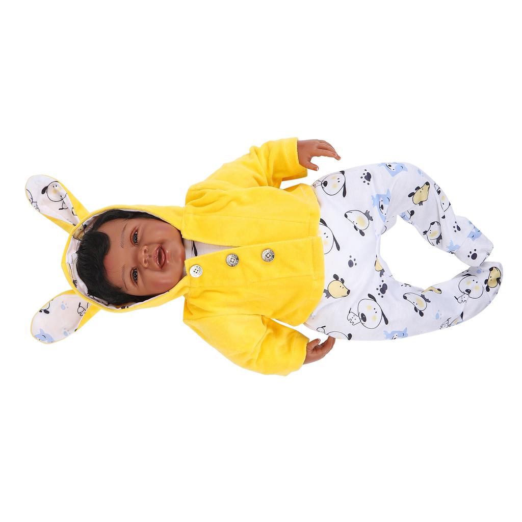 55cm Reborn Dolls Soft Vinyl Adorable African Baby Doll Toys with Milk Bottle Pacifier