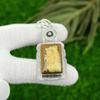 Sterling Silver Rectangle Picture Jasper Stone Bezel Ethnic Elegant Boho Pendant