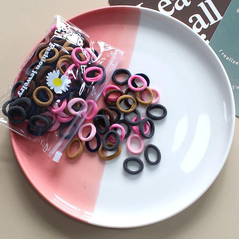 100 Stück/Lot Elastische Haargummis für Kind Mädchen Gummiband Weiß Schwarz Bunt Kleine Haargummis Stirnband Baby Accessoires