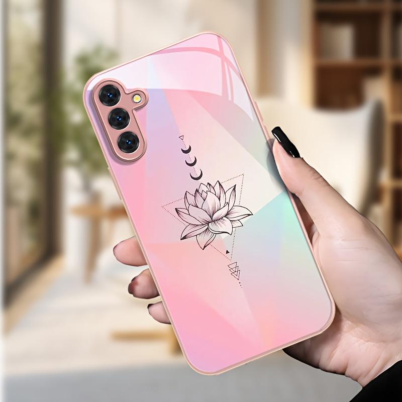 Pink metallic paint glass phone case suitable for Samsung Galaxy S26 S25 S24 S23 S22 S20 FE Ultra Plus anti drop back cover
