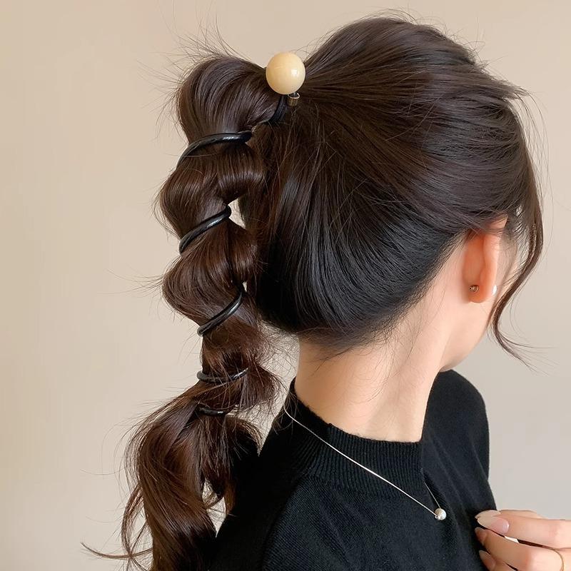 New Vintage Ball Heart Straight Elastic Headband for Women Girls Ponytial Holder Hair Tie Scrunchie Hairband Hair Accessories