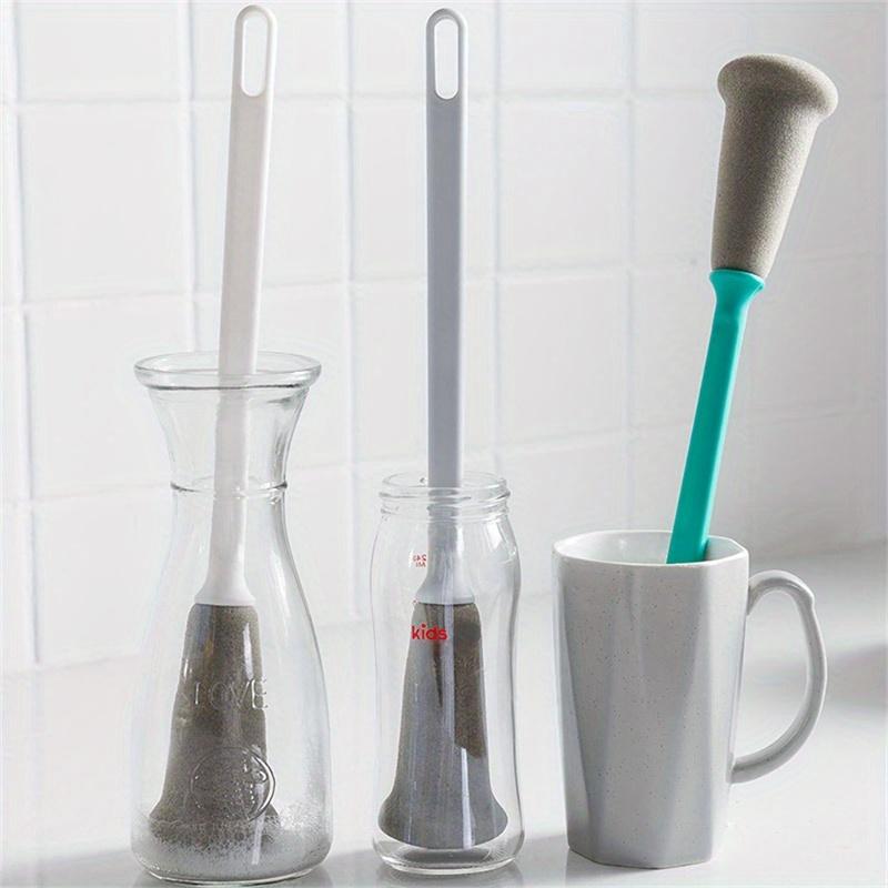1PC Nordic-style Long-handled Sponge Brush, Suitable for Bottles and Cups, with a Soft Sponge Head for Scrubbing Kitchen Utensils.