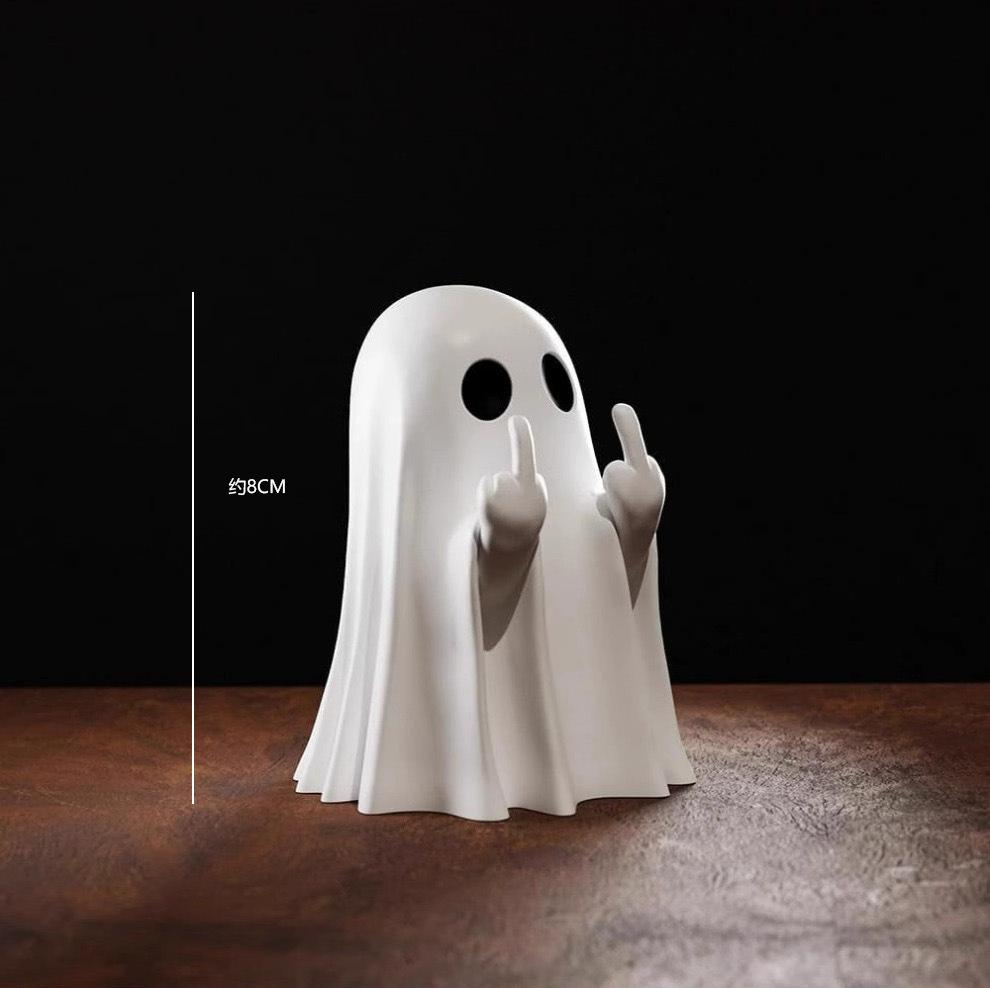 Halloween Decorate Middle Finger Cute Ghost Statue Small Scary Ghost Figurines Halloween Decoration Home Table Ornaments