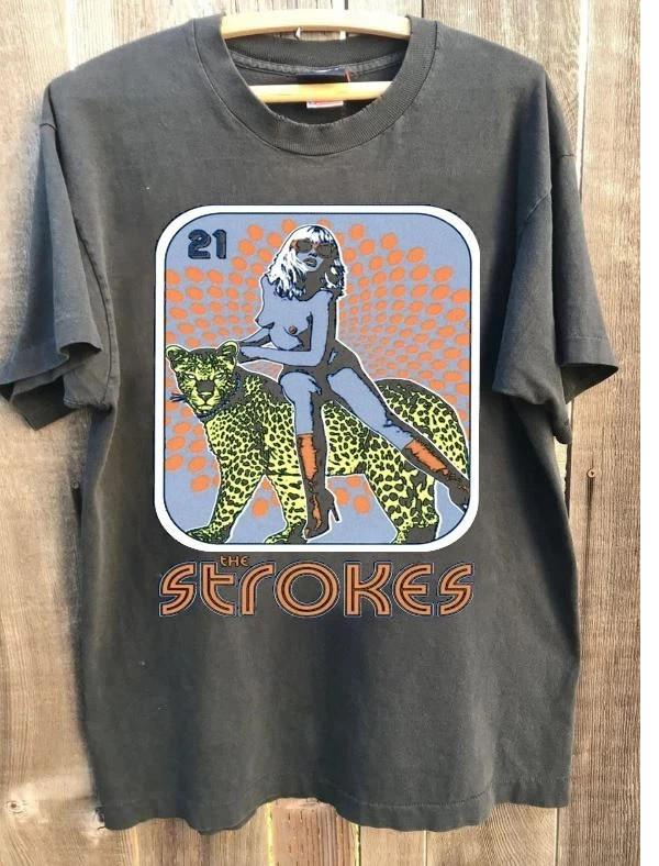 The Strokes Tour Band Tshirt Rare Design Charcoal Unisex Shirt Unisex T-Shirt M