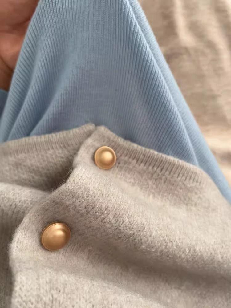 Women's Unique Blue Knit Sweater Top - Autumn/Winter 2026, Brightens Skin, Super Stylish
