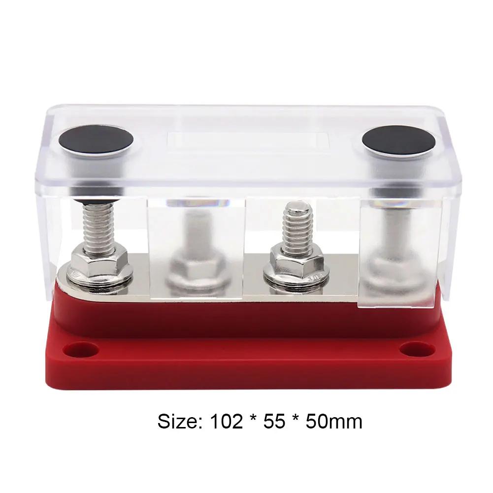 M8 Bus Bar Box Board 48V 300A 4 Way High Current Busbar Cable Organizer Box Boat Auto Max Connection Amplifier Power Case Parts
