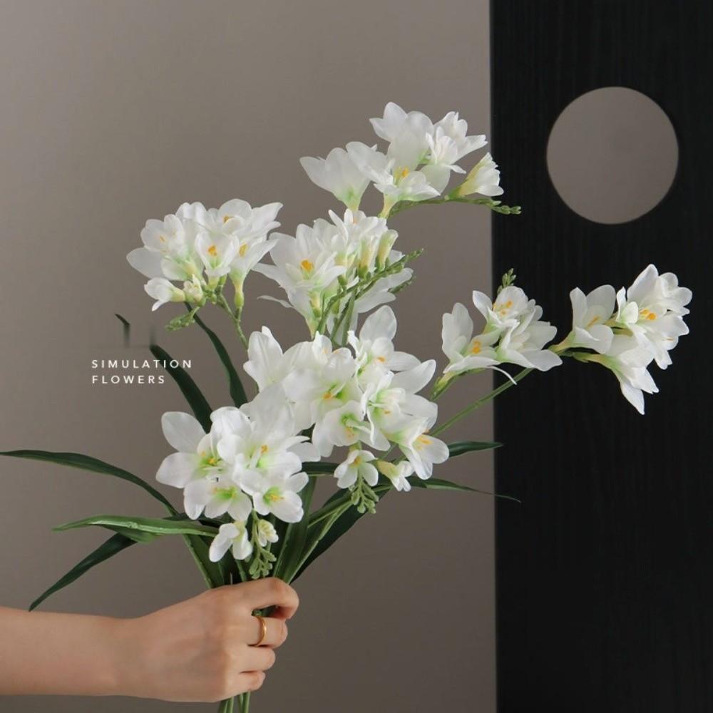 Decor Realistic Artificial Vanilla Orchid Flower 3D Durable Silk Flower Moisturizing Texture Fake Flower Wedding Arrangements