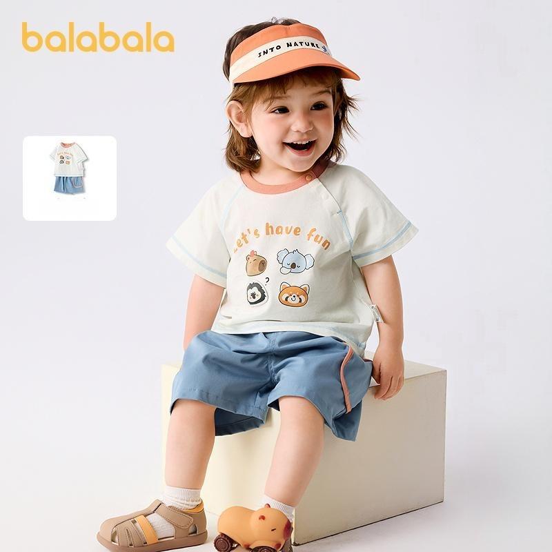 Balabala Baby Short Sleeve Set, Boys' Summer Dress, Girls' Stylish Two Piece Set, 2025 New Style, Fresh and Cute