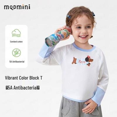 MQDMINI Girls' Heart Dog 5A Antibacterial Long-Sleeve Tee