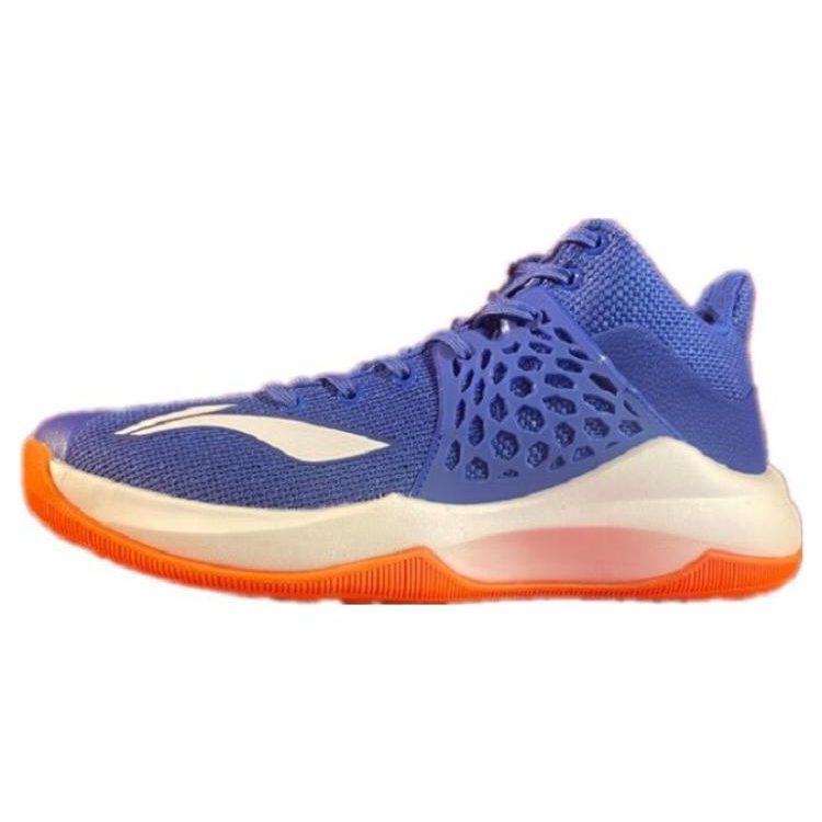 Li Ning SONIC 7 Cushioning Slip Resistant Abrasion Resistant Mid top Basketball Shoes Men's Blue White ABPP029-13