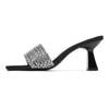 One-word high-heeled slippers women's 2024 summer new fashion square head wine glass and thick-heeled high-heeled shoes rhinestone cold slippers
