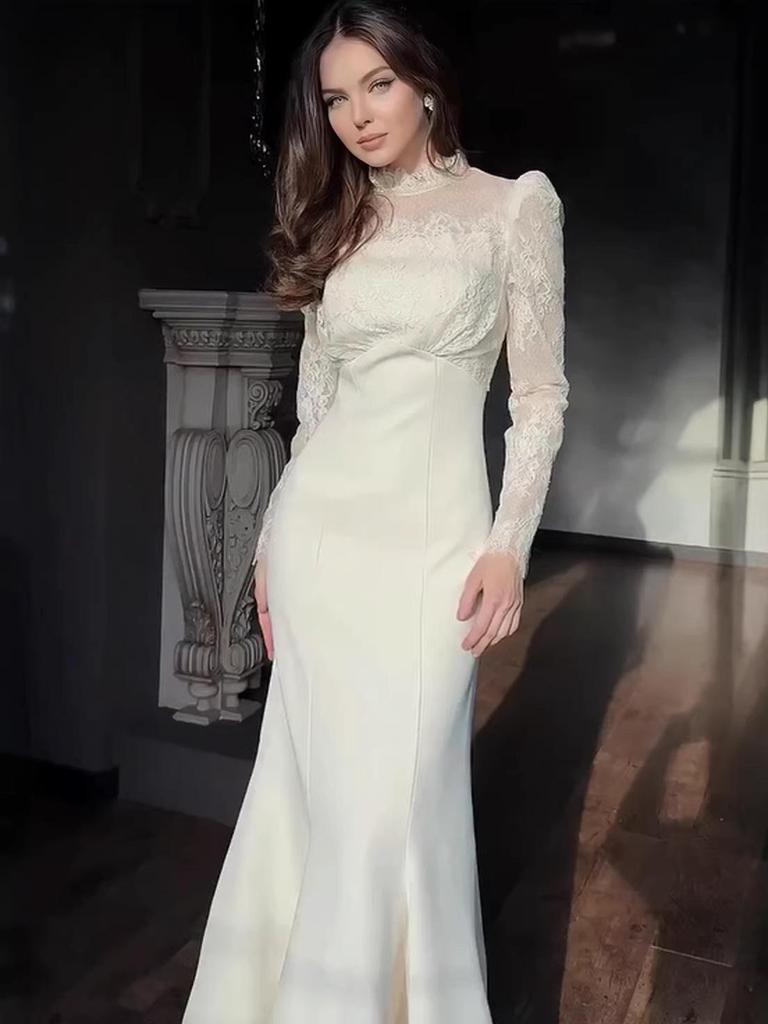 2026 Νέο Έτος Ευρωπαϊκό & Αμερικανικό Λεπτό Φθινοπωρινό Γαλλικό Μακρύ Φόρεμα με Στένωση στη Μέση