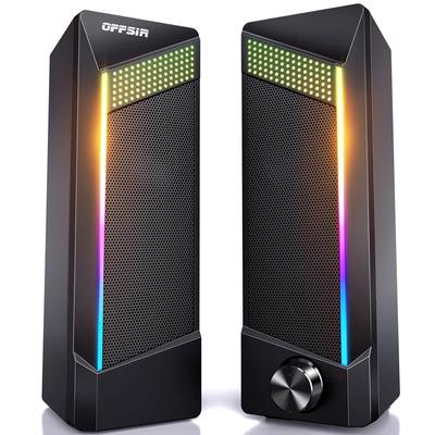 OFFSIR Głośnik PC Głośnik Gamingowy Przewodowy USB ze Światłem RGB 2-kanałowy Stereo Immersyjny Dźwięk Przestrzenny 3D Terminal Połączenia AUX Plug & Play Kompatybilny z
