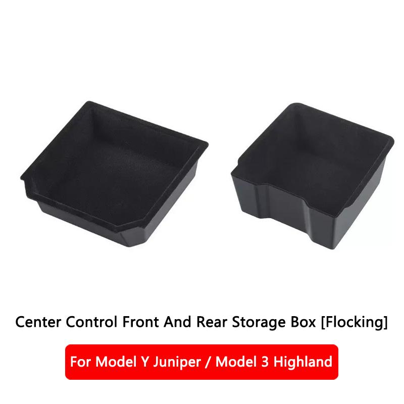 Für Tesla Model Y Juniper Model 3 Highland Mittelkonsolen-Organizer Armlehne Versteckte Aufbewahrungsbox vorne und hinten Untere Silikonmatte