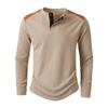 New Men’s Outdoor Casual Versatile Two-tone High-neck Button-up Round-neck Long-sleeved Top