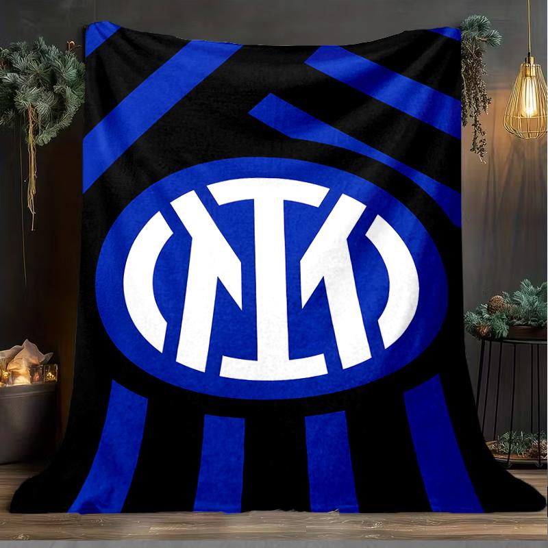 1 Stück F.C. Internazionale Milano Bedruckte Weiche Flanelldecke Überwurf für Schlafzimmer Wohnzimmer Sofa Camping Reise Fan Geschenke Weihnachtsgeschenke