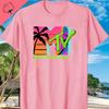 MTV Beach Island Logo Retro Grafik Baumwoll T-Shirt M-T-V Sonnenuntergang Palme Print Top Unisex Grafik T-Shirts