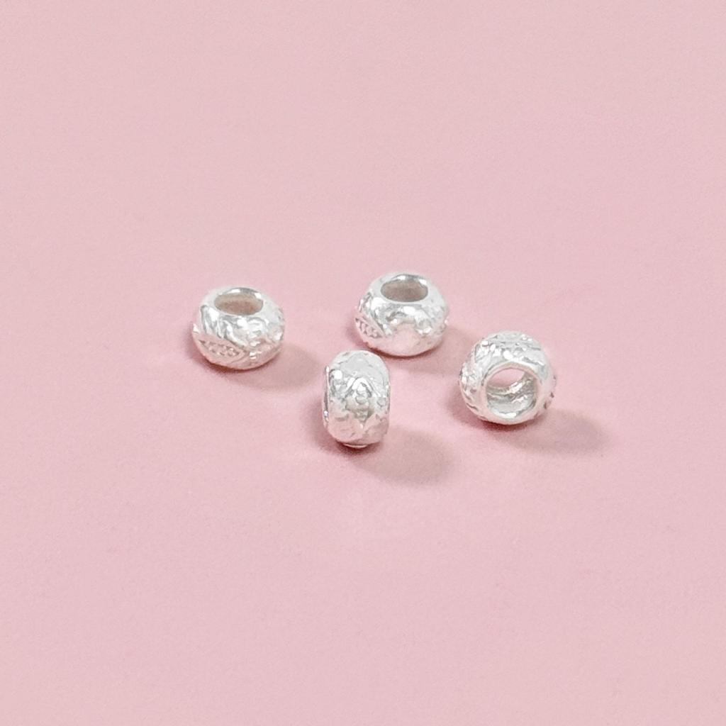S999 Sterling Silver Retro Fish Wheel Beads for DIY Jewelry