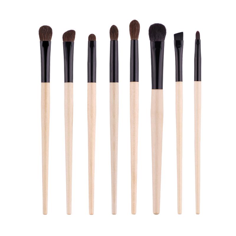 5/8-Piece Eye Brush Set: Pony Hair Blending, Luminous Wood Handle, Slanted Eyebrow, Eyeshadow, Concealer Brushes