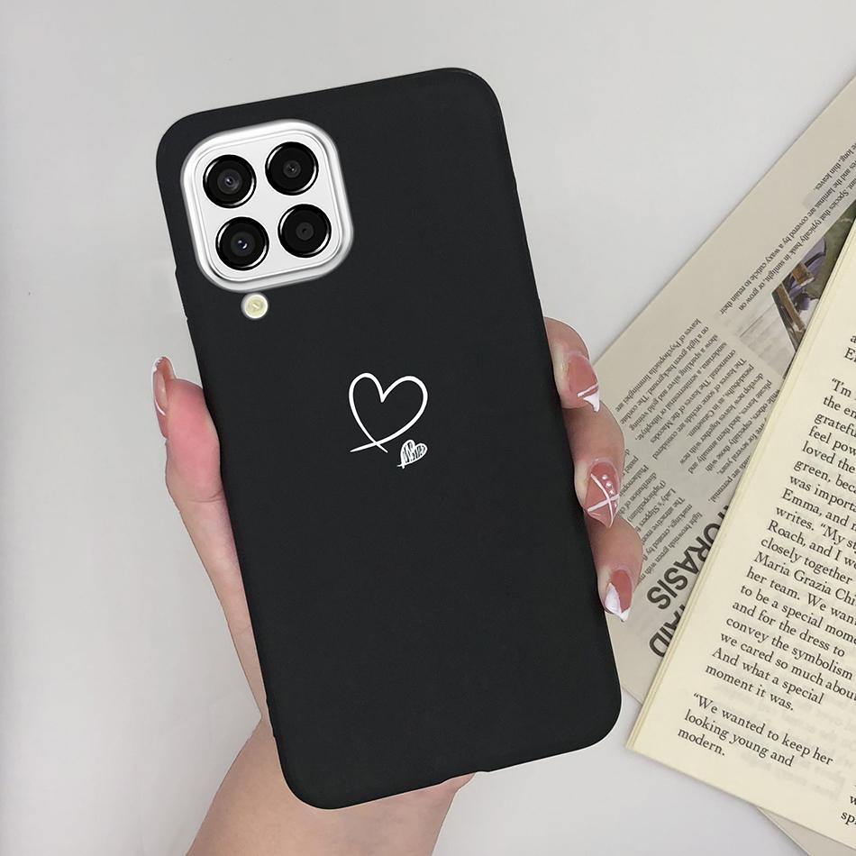 For Samsung Galaxy M33 5G Case Heart Cartoon Silicone Matte Shockproof Phone Cover For SamsungM33 GalaxyM33 M 33 Funda Shell TPU