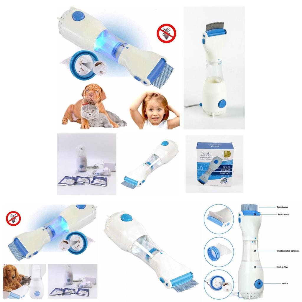 Electric Vacuum Head Lice Nit Comb Brush Pet Dog Flea Filter Remover Treatment