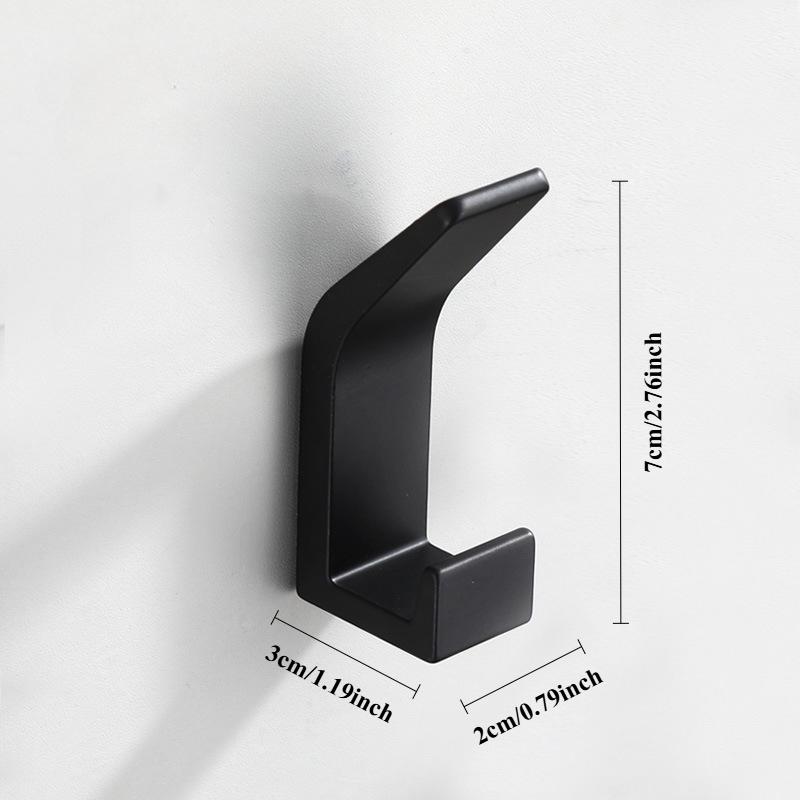 No Drilling Double Hook Black White Towel Hook For Bathroom Clothes Coat Hook Bedroom Robe Hook Livingroom Kitchen Accessories