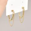 Double Layer Metal Chain Earrings for Women Gold Color Chain Tassel Earrings Simple Korean Party Jewelry