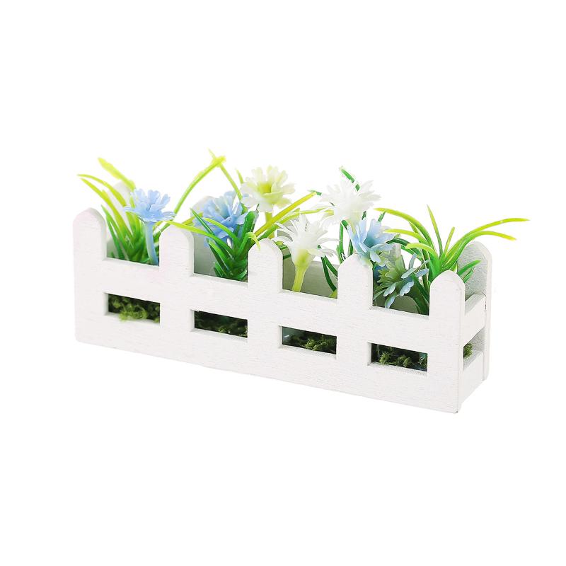 1Pcs Pretend Play Toy 1:12 Scale Dollhouse Simulated Flower Fence Decor Garden Lifelike Artificial Miniature Potted Plants