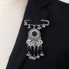 Bohemian Rhinestone Flower Tassel Brooch for Women - Exotic Style Suit Coat Pin