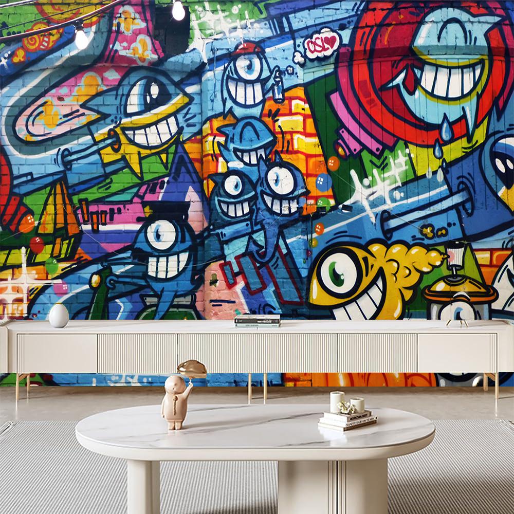 3d Graffiti Wall Mural Colorful Graffiti Wallpaper For Bedroom Living Room Large Cartoon Graffiti Wallpaper
