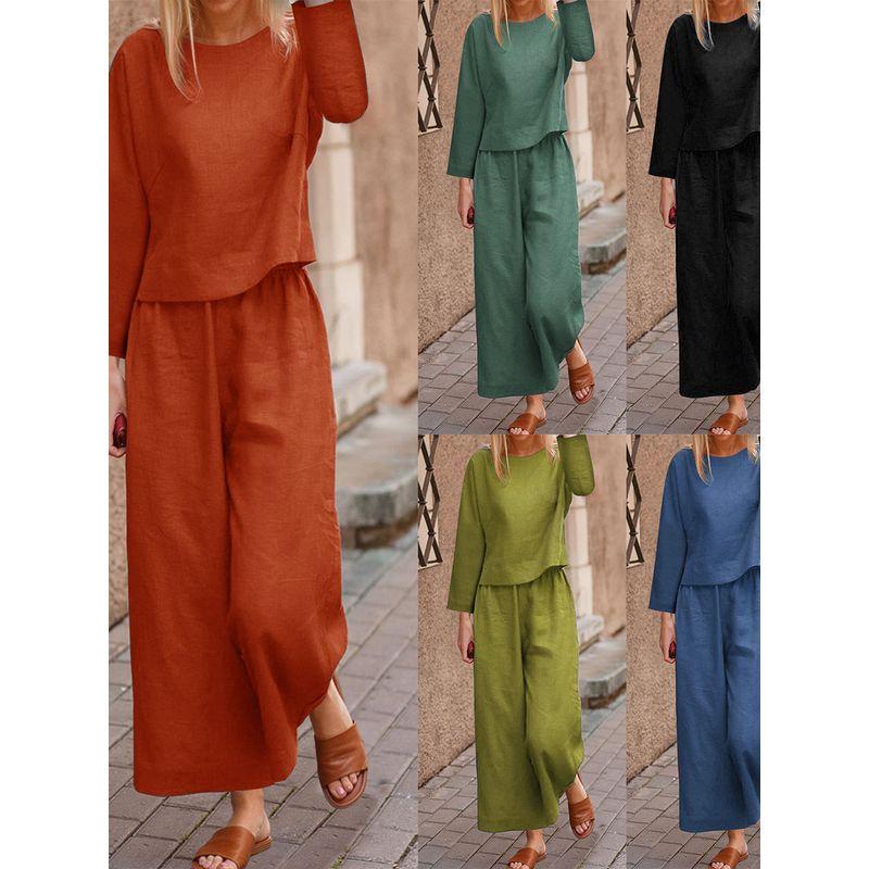 

Simple Solid Color Loose Two-Piece Set Minimalist Pure Color Loose Casual Two-Piece Suit Blue XXL
