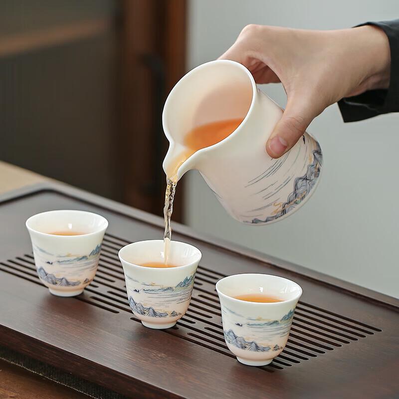 Chinese Mutton Fat Jade White Porcelain Gongfu Tea Set