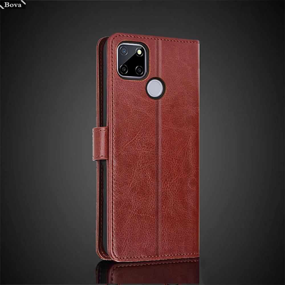 Kartenhalter Pu-Lederhülle für OPPO Realme C25 /Realme C25s Flip Cover Retro Brieftasche Tasche Einbaukoffer Business Fundas Coque