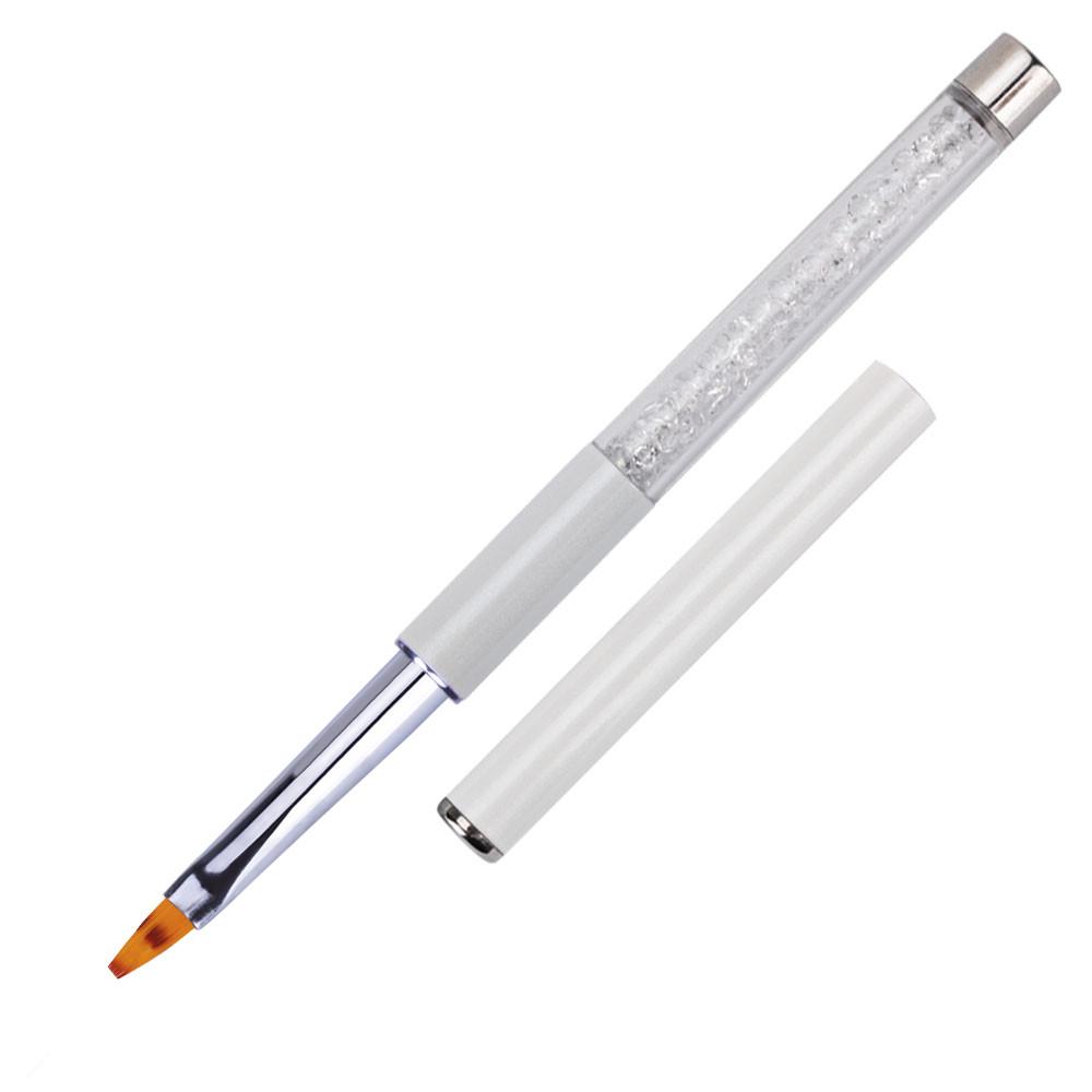 White Flat Ombré Nail Art Brushes - Crystal Handle