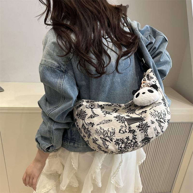 New fashion trend print casual light practical large capacity tote bag commuter shoulder messenger bag women