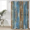 4 Pack Colorful Wood Digital Printing Polyester Shower Curtain Punch-Free Partition Bathroom Set With Waterproof Pad