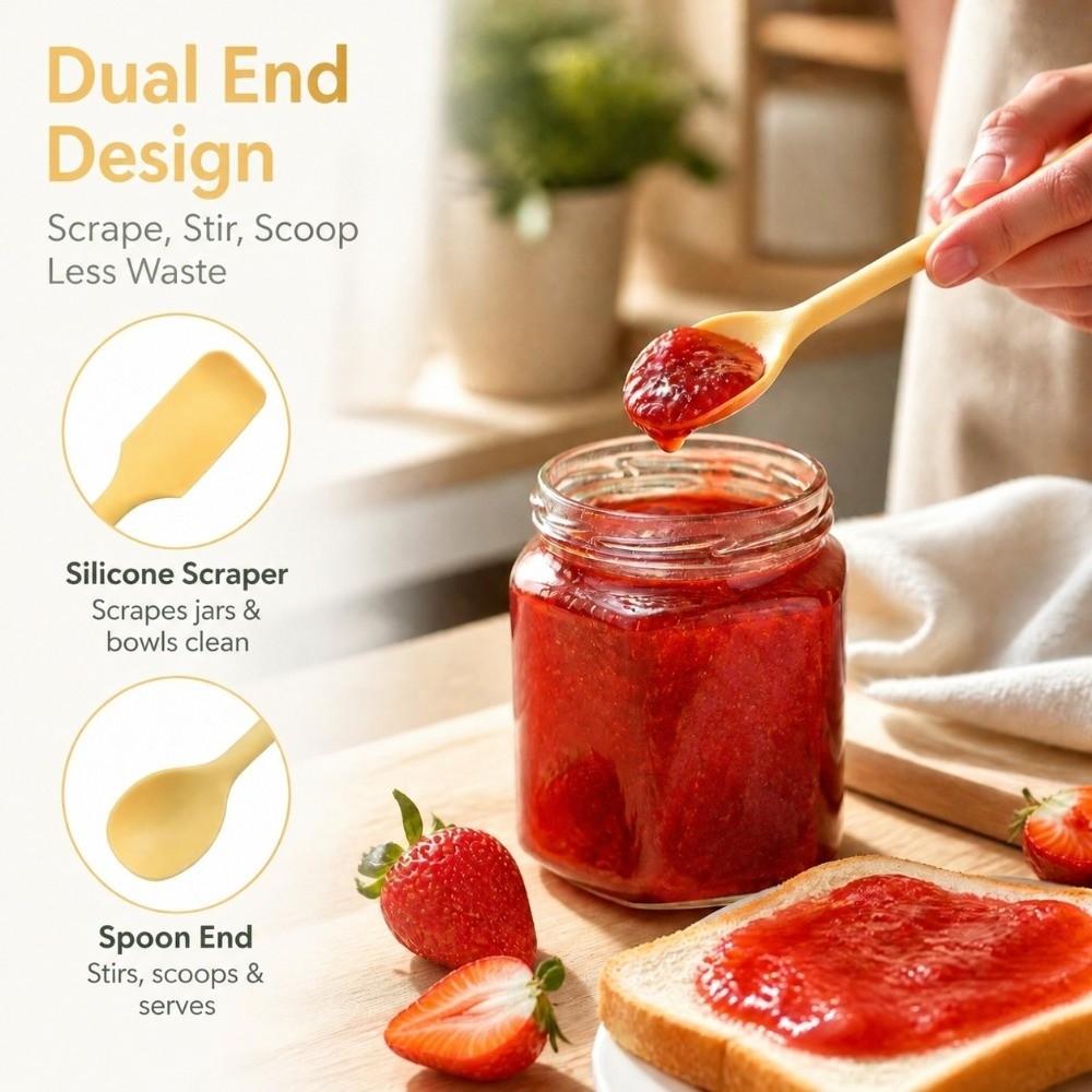 4PCS Silicone Silicone Spatula Heat Resistant Jar Scraper New Stirring Spoon Jar Scraping